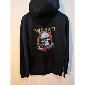 Powell Peralta Skateboards Skull Bones Ripper 2015 Logo Black Hoodie Sz M